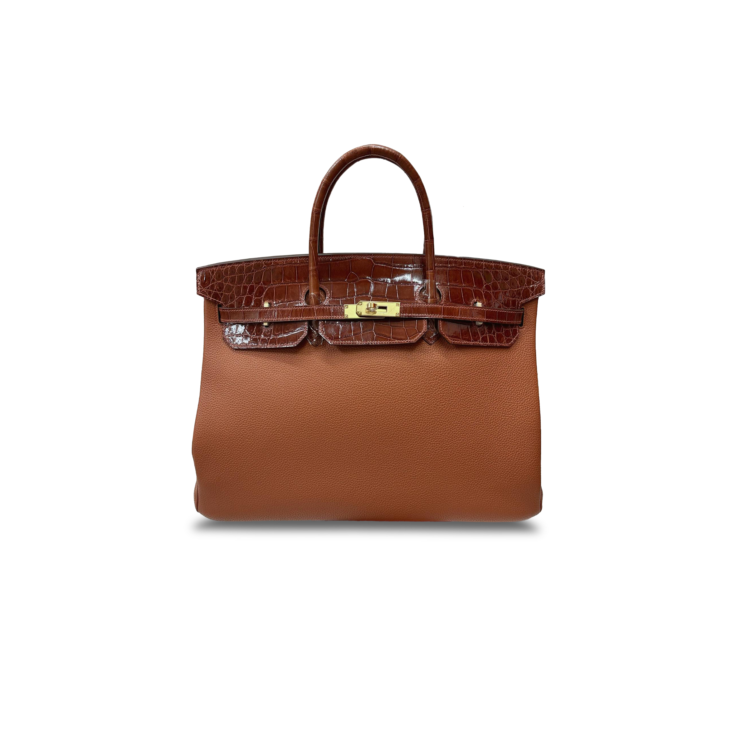 h**mes master birkin 30 crocodile and togo leather G01den brown gold buckle h076235ck06 (30*22*16cm)